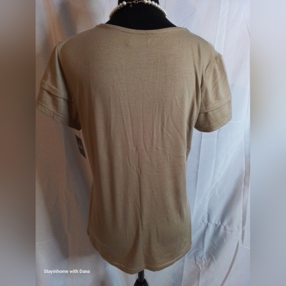 NWT Animale Tan / Nude / Khaki ROCK Short Sleeve Top Shirt Blouse - Picture 5 of 7